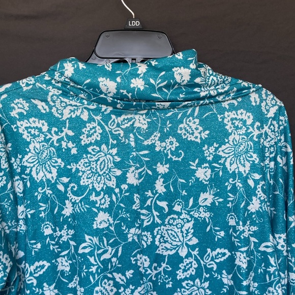 3/$45 Ruby Rd top metallic floral print pullover w stretch casual office PL - Picture 17 of 17
